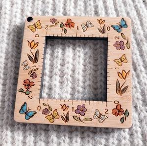 Flowers & Butterflies 2 Inch Guage Checker Tool | Natural Bamboo Handmade